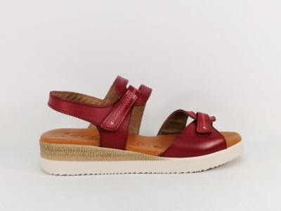 Sandale rouge femme cuir souple confortable JORDANA 681 à scratch