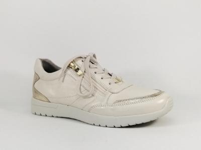 Basket confortable femme pied large cuir souple beige CAPRICE 23765 