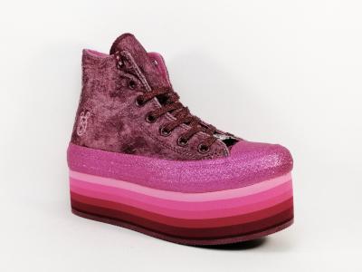 Basket montante originale semelle plateforme rose destockage CONVERSE 563725C femme