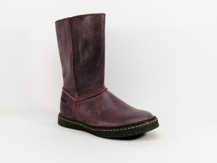 Botte fille tout cuir bordeaux destockage RAMDAM cracovie à pas cher