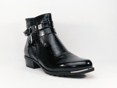 Bottine en cuir noir largeur G confortable CAPRICE 25309 pour femme