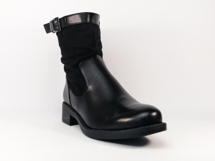 Boots noir tendance à pas cher en simili cuir CHIC SHOES xq116 pour femme