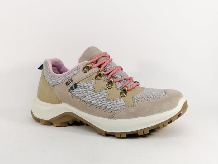 Chaussure randonnée femme confortable légère souple cuir beige destockage IMAC 356758