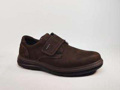 Chaussures homme pieds larges à scratch cuir marron grand confort destockage IMAC 851319 extra wide