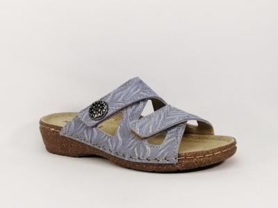 Mule lilas confortable  velcro FLEX'IS Padula semelle cuir femme