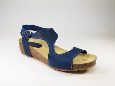 Sandale tout cuir bleu à talon compensé ARTPELLE 1731 pour femme