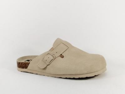 Sabots cuir femme daim beige clair destockage XTi 142871 confortable à pas cher