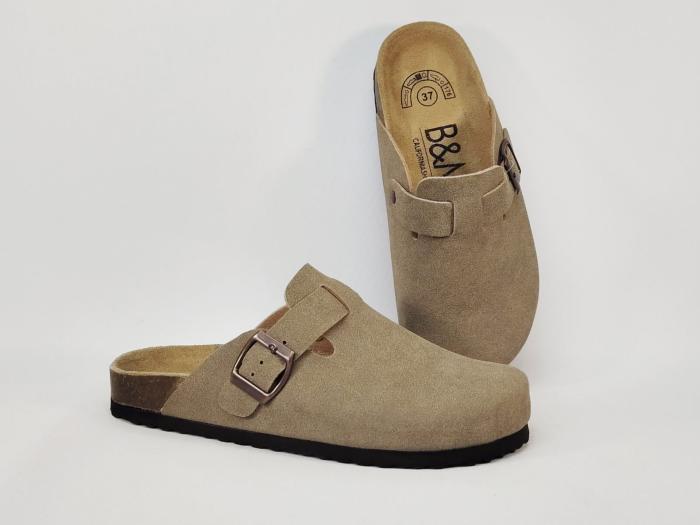 Sabot femme pas cher gris taupe semelle cuir confortable BANAN MOON rambla tendance