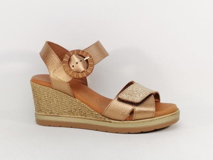 Sandale compensée femme chic et confortable cuir cuivre souple JORDANA 4529
