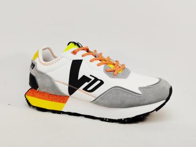 Sneakers homme tendance destockage VON DUTCH volf white orange confortable à pas cher