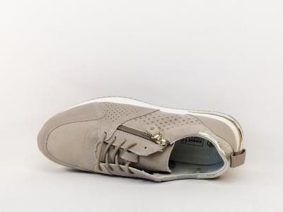 Basket chic cuir très souple taupe femme zip et lacets SWEET'R Mayone