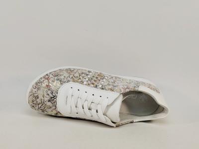 Chaussure pieds larges femme chic et confortable RIEKER 42408 cuir fleuris extra wide