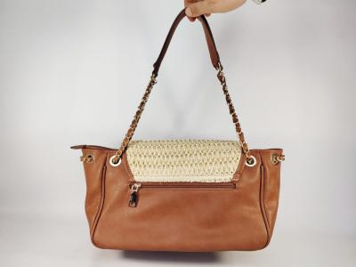 Sac épaule femme chic raphia beige camel en destockage CARMELA 186127 à pas cher