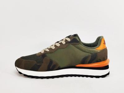 Basket homme tendance destockage VON DUTCH roca camo confort kaki orange