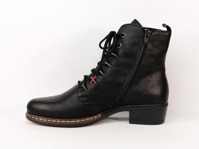 Bottine femme chic et originale noire à lacets RIEKER Y0800-00 confortable
