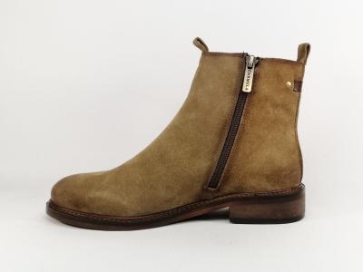 Bottines plates femme cuir nubuck taupe confortable et souple destockage CARMELA 160930 TAUPE