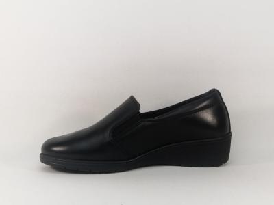 Mocassin compensé femme confortable cuir souple noir MORAN'S cabano pieds sensibles