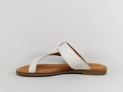 Mule plate femme cuir blanc confortable tong chic à pas cher CAP BASSIN 25060