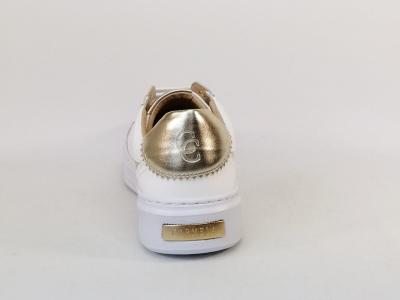 Sneakers femme chic confortable cuir blanc or destockage CARMELA 162058