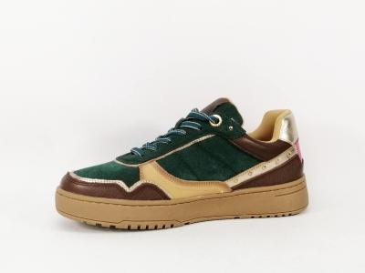 Sneakers femme tendance cuir vert original et confortable destockage CARMELA 161810 à pas cher
