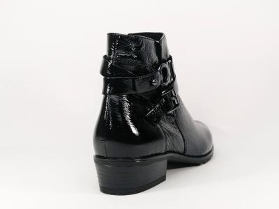 Bottine en cuir noir largeur G confortable CAPRICE 25309 pour femme
