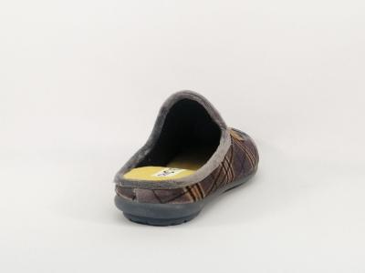 Chausson mule motif chat femme velours jaune gris CHIC & RELAX rebus