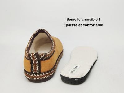 Chaussons chauds femme confortables semelle amovible camel tendance CHIC & RELAX raclabo