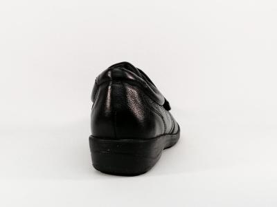 Chaussure grande largeur H en cuir noir à velcro CAPRICE 24651 Femme