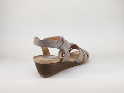 Sandale compensée grise à velcro grande pointure femme CINK ME DM3663