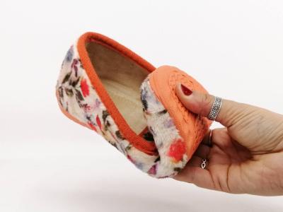 Pantoufles femme originales et chic velours fleuris orange SOCA 0318 naranja
