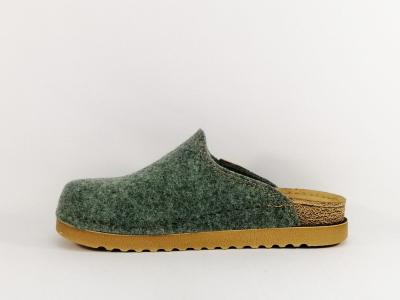 Sabot femme feutre recyclé vert CHIC & RELAX mozara semelle cuir confortable