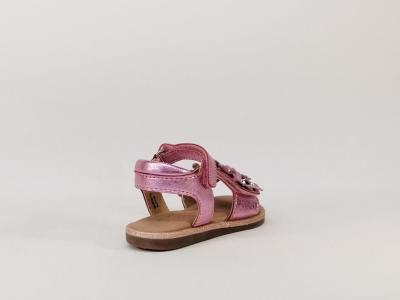 Sandale en cuir rose à velcro destockage MOD8 Parlotte pour fille