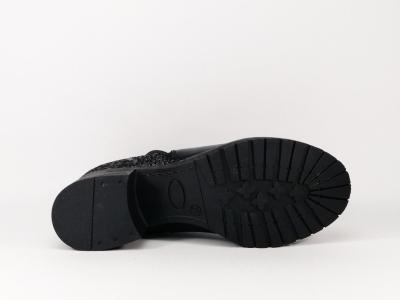 Bottine Femme en cuir noir à talon fabriquée en Espagne BRAN'S 13230FR