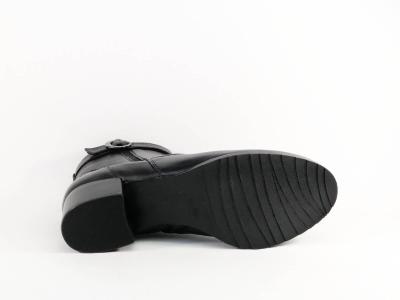 Bottine femme cuir souple noir grand confort pieds larges et sensibles CAPRICE 25420 largeur H