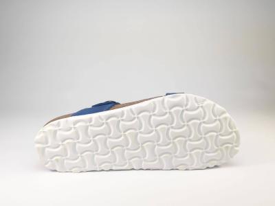 Tong en cuir bleu semelle bio ARTPELLE 1663 pour femme