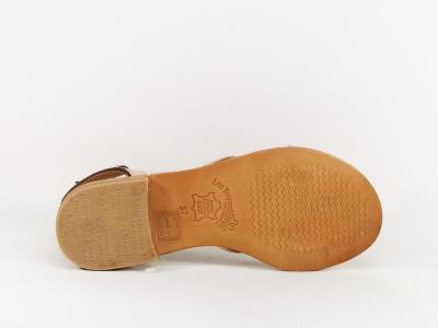 Sandale plate femme destockage TROPEZIENNES hirondel cuir or irisé à pas cher