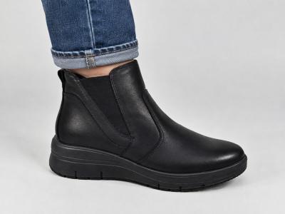 Bottines femme confortables cuir noir pieds sensibles destockage IMAC 856190 compensées