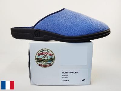 Chausson homme été mule bleu coton pieds sensibles made in France BOSSI ulysse à pas cher