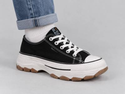 Basket noire femme tendance semelle épaisse confortable destockage REFRESH 171920 tendance à pas cher